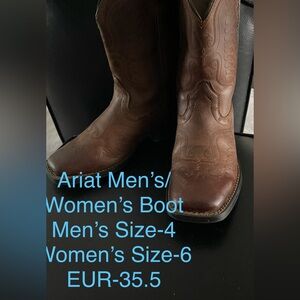 Ariat Men's Size 4/Womens Size 6 Rich Brown Western Boots